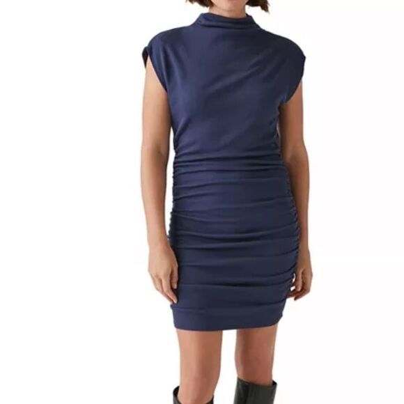 NWT Michael Stars Gia Mock Neck Ruched Dress XL-N9 - Picture 1 of 4